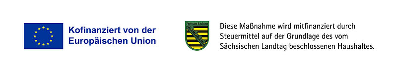 Logokombination EU-Logo und klassisches Sachsen-Signet, Deutsch Logokombination EU-Logo und klassisches Sachsen-Signet, Deustch