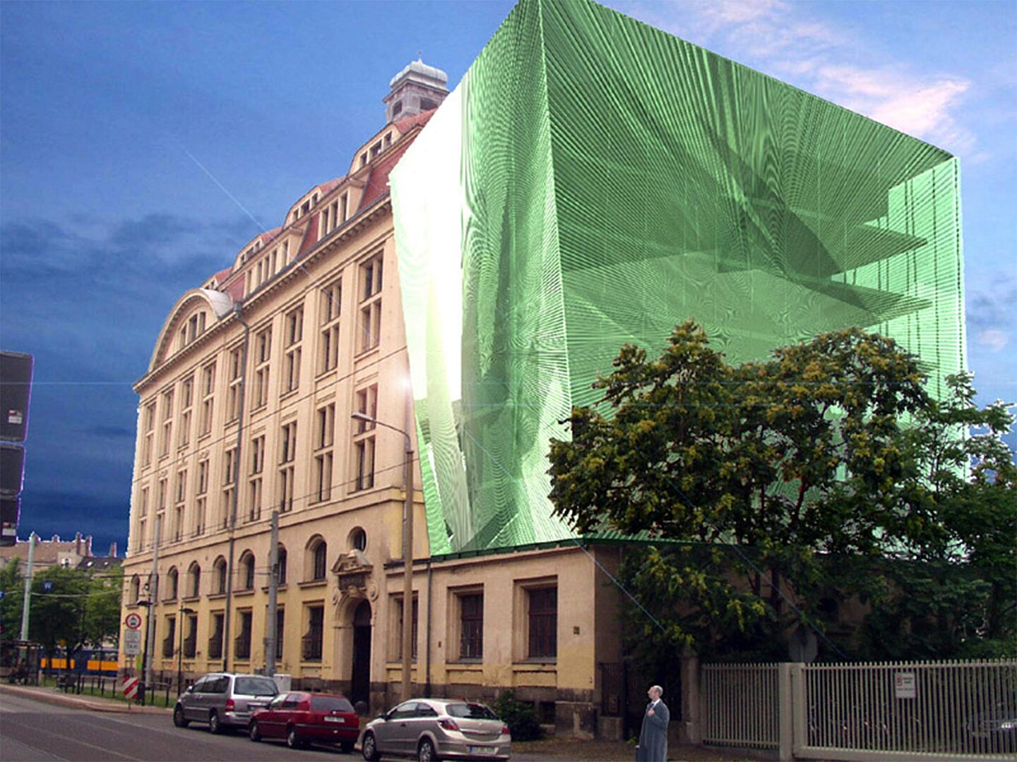 Visuelle Darstellung eines Studentenentwurfs für eine Erweiterung des Finanzamtes Leipzig II, 2006